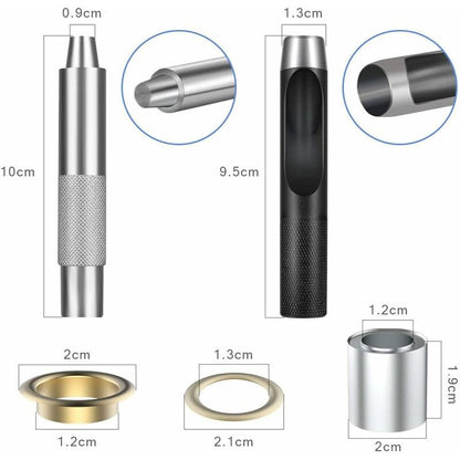Grommet Kit 100 Set Grommets Eyelets Kit For Leather, Canvas, Tent, Awning (1/2 Inch) V1188-MS-227-1567