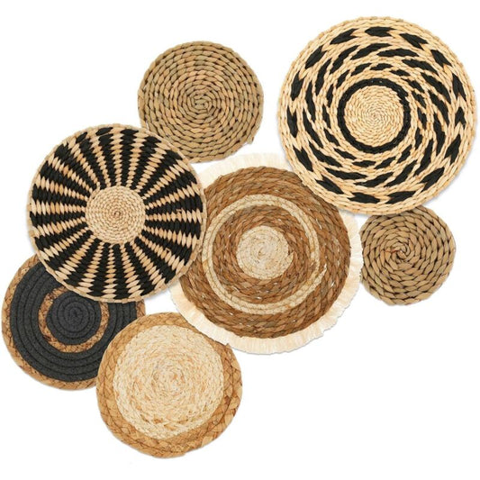 7 pcs Set Handmade Bohemian Wall Hanging Basket Wicker Rattan Wall Decor For Bedroom Dining ROom Office V1188-MS-227-1568