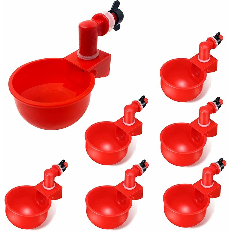 6 pcs Automatic Chicken Waterer Supplies Bowl Cups Plastic Bowl, Poultry Water Dispensers Automatic Drinking V1188-MS-227-1571
