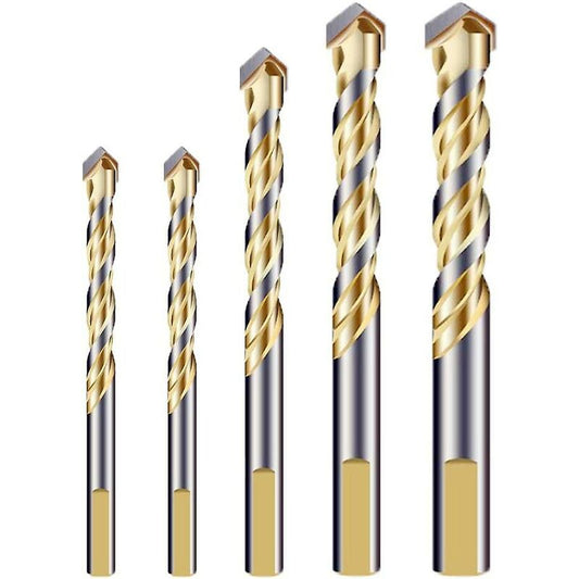 Multi-Material Drill Bit Set With Double Groove Carbide Tip For Tile, Concrete, Brick, Glass, Plastic, Wood, V1188-MS-227-1572