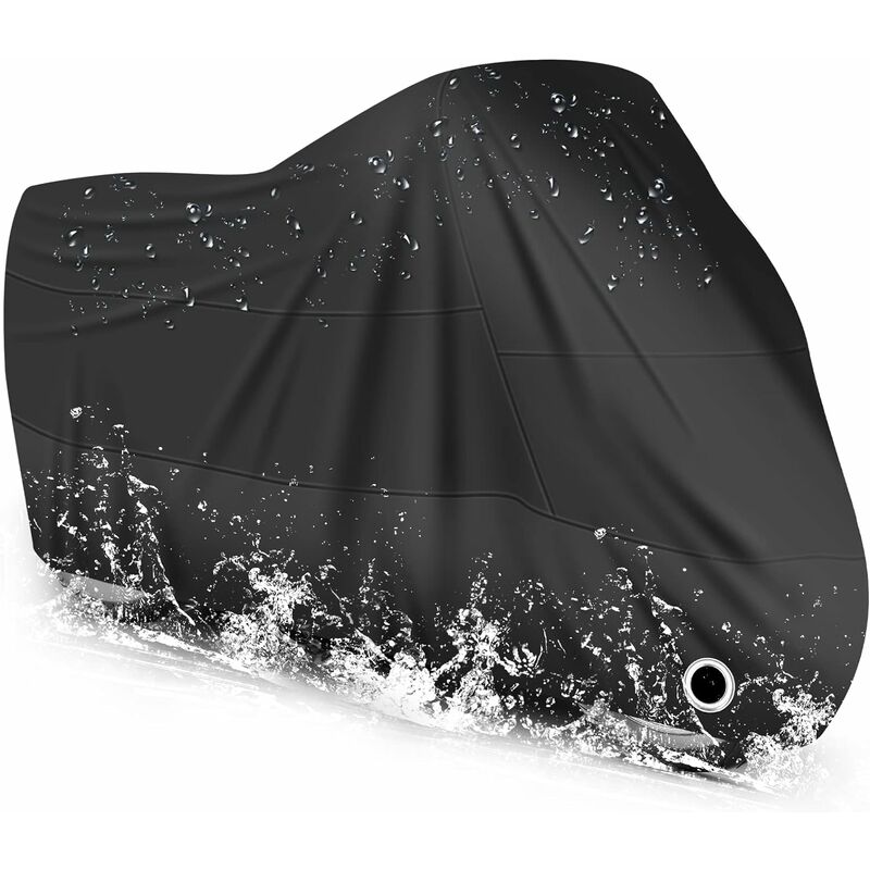Motorcycle Cover Waterproof, Cold And Weather Resistant 190T Black Protects From Dust V1188-MS-227-1577