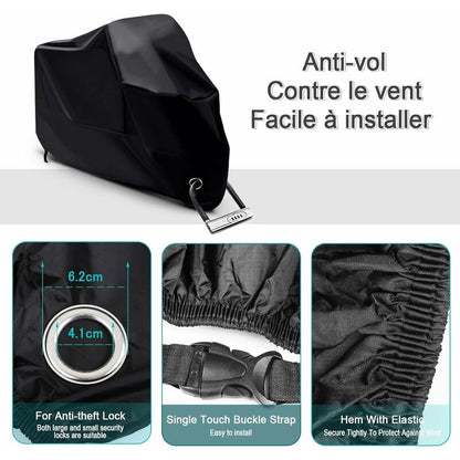 Motorcycle Cover Waterproof, Cold And Weather Resistant 190T Black Protects From Dust V1188-MS-227-1577