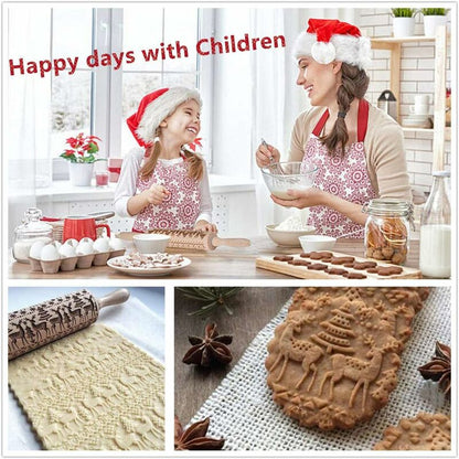 Christmas Wooden ROlling Pin, ROlling Pin, Kitchen Tool, Baking Accessory, Eye-Catching, Stable And Durable, V1188-MS-227-1582