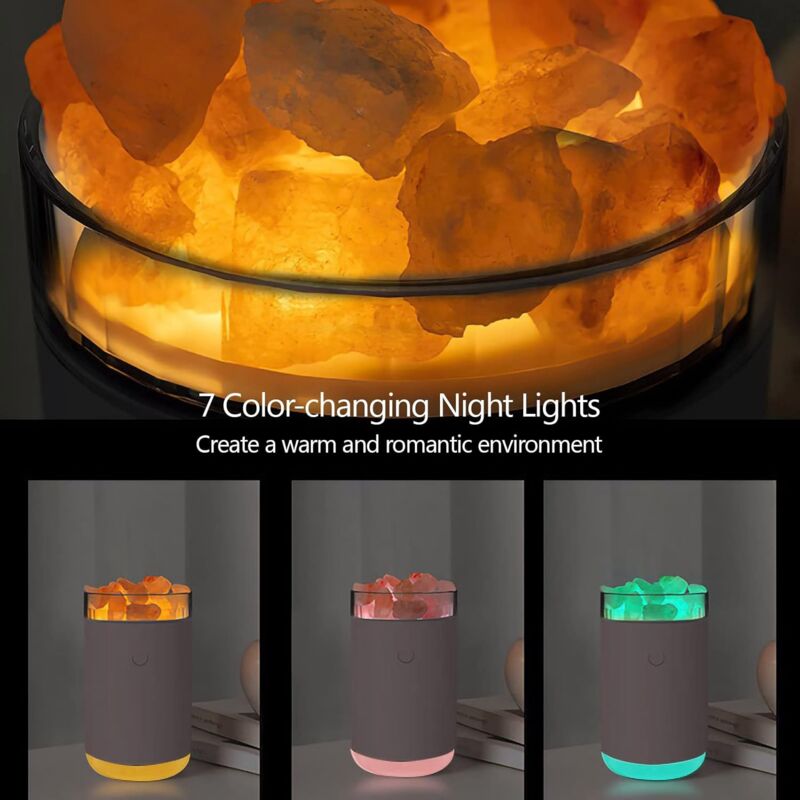 Crystal Salt Stone Humidifier Colorful Light 260Ml Portable Mist Humidifier Quiet Usb Essential Oil Diffuser V1188-MS-227-1583
