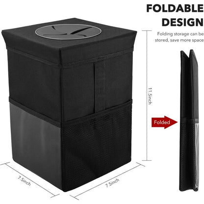 Car Trash Can With Lid - Hanging Garbage Bag With Storage Pockets, Foldable And Portable Waterproof V1188-MS-227-1584