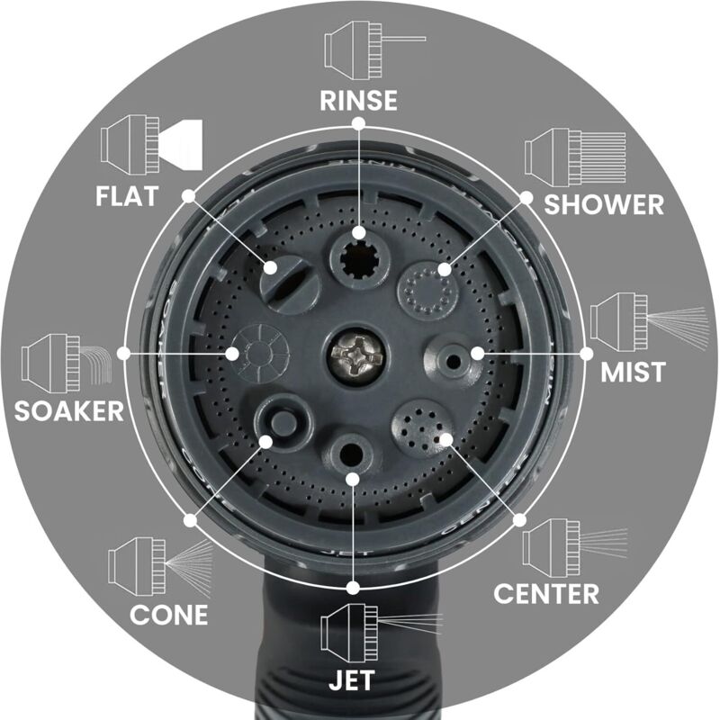 Garden Sprayer, 8 Watering Modes Watering Gun With 4 Interface For Car Washing, Gardens, Plants, Pets V1188-MS-227-1585
