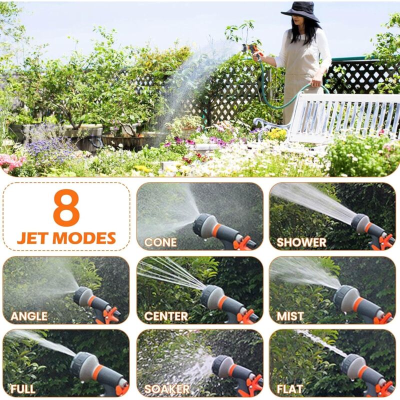 Garden Sprayer, 8 Watering Modes Watering Gun With 4 Interface For Car Washing, Gardens, Plants, Pets V1188-MS-227-1585