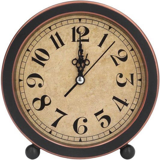 Vintage Retro Analog Alarm Clock, ROund Alarm Clock, Small Desk Clock, Super Quiet, Non-Ticking, Small Clock V1188-MS-227-1586