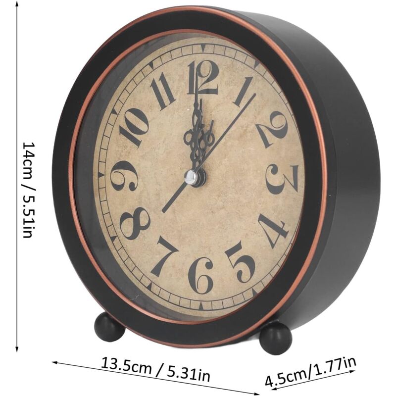 Vintage Retro Analog Alarm Clock, ROund Alarm Clock, Small Desk Clock, Super Quiet, Non-Ticking, Small Clock V1188-MS-227-1586