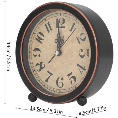 Vintage Retro Analog Alarm Clock, ROund Alarm Clock, Small Desk Clock, Super Quiet, Non-Ticking, Small Clock V1188-MS-227-1586