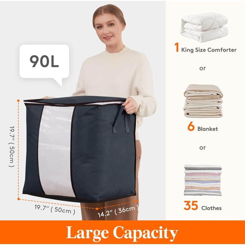 Large Capacity Clothes Storage Bag With Reinforced Handle Upgraded Fabric For Quilts, With Strong Zipper, V1188-MS-227-1592