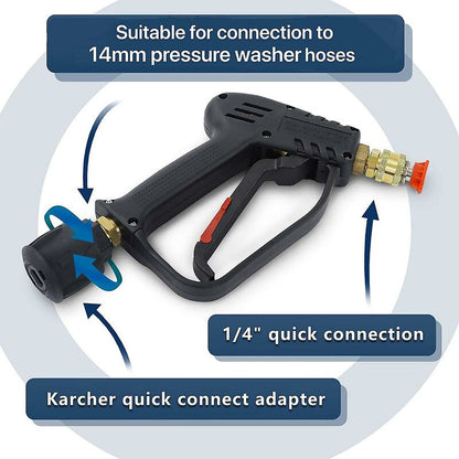 High Pressure Washer Gun, 4000 Psi 280Bar, M22 Interface (14 Mm) Contains Karcher Quick Connector, 5 Water V1188-MS-227-1600
