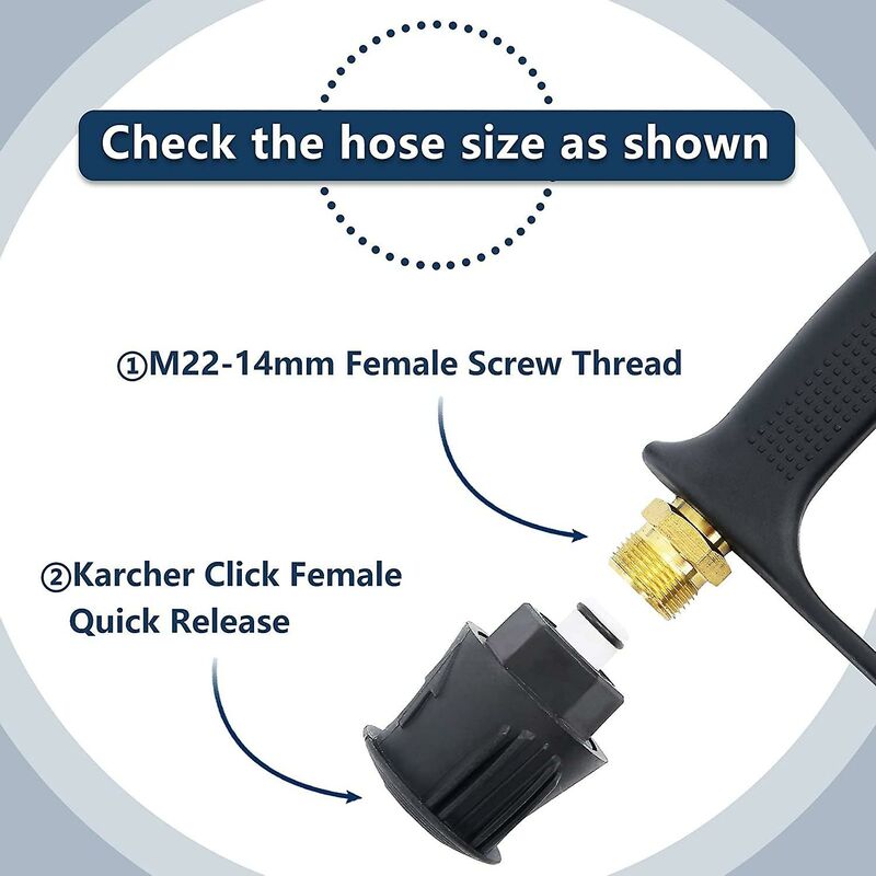 High Pressure Washer Gun, 4000 Psi 280Bar, M22 Interface (14 Mm) Contains Karcher Quick Connector, 5 Water V1188-MS-227-1600