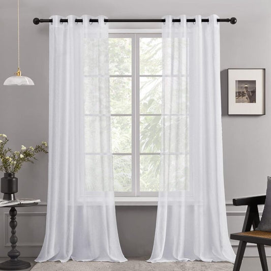 2 pcs Set Voile Curtains Super Soft Decorative Eyelet Curtain Living ROom Bedroom Girl Baby 132X160Cm White V1188-MS-227-1604