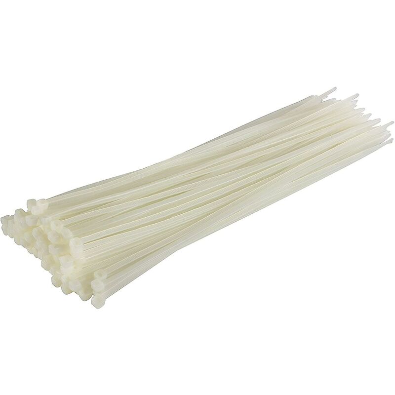100 Pack Cable Ties, White/Natural, 370Mm X 4.8Mm, Premium Quality Plastic Cable Ties V1188-MS-227-1605