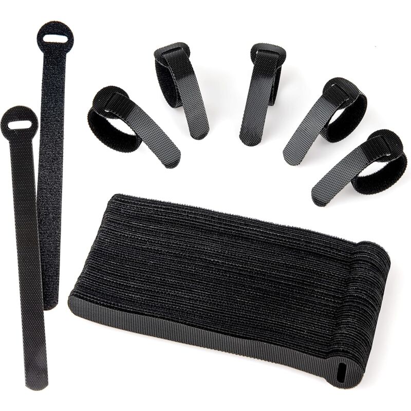 60 Pack Black Reusable Cable Ties Adjustable Releasable Cable Management Clips For Pc Cables, Organizing V1188-MS-227-1611