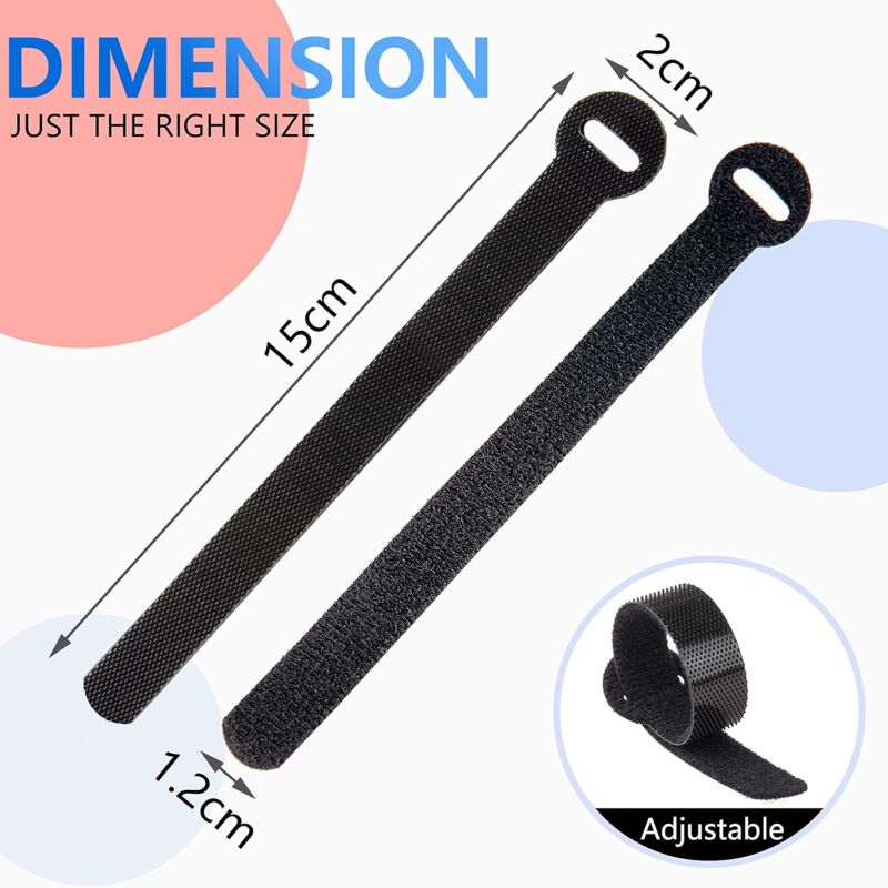 60 Pack Black Reusable Cable Ties Adjustable Releasable Cable Management Clips For Pc Cables, Organizing V1188-MS-227-1611