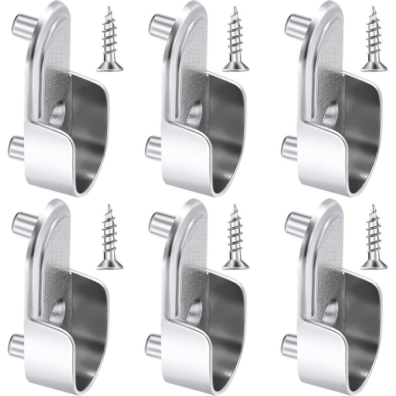 6 pcs Oval Wardrobe Rail End Brackets Nickel Plated Silver Wardrobe ROd Holder 15Mm Wardrobe Flange Rail V1188-MS-227-1613