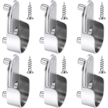 6 pcs Oval Wardrobe Rail End Brackets Nickel Plated Silver Wardrobe ROd Holder 15Mm Wardrobe Flange Rail V1188-MS-227-1613