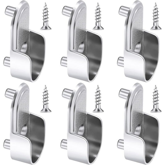 6 pcs Oval Wardrobe Rail End Brackets Nickel Plated Silver Wardrobe ROd Holder 15Mm Wardrobe Flange Rail V1188-MS-227-1613