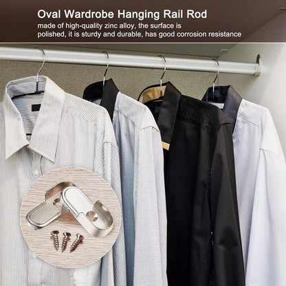 6 pcs Oval Wardrobe Rail End Brackets Nickel Plated Silver Wardrobe ROd Holder 15Mm Wardrobe Flange Rail V1188-MS-227-1613