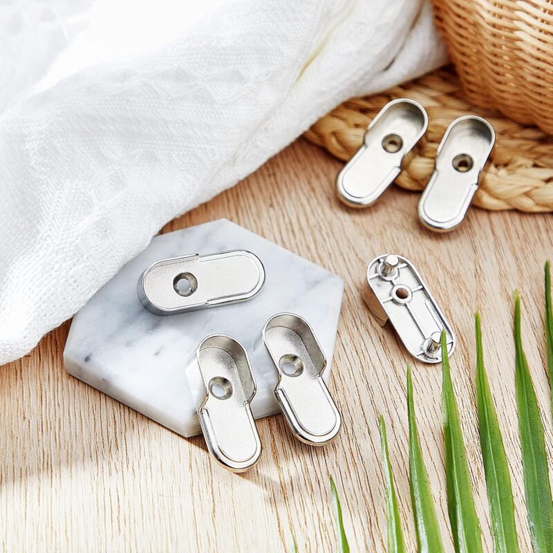 6 pcs Oval Wardrobe Rail End Brackets Nickel Plated Silver Wardrobe ROd Holder 15Mm Wardrobe Flange Rail V1188-MS-227-1613