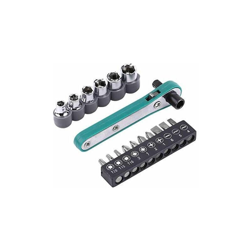 1/4" Ratcheting Angled Screwdriver Set With Right Angle Hexagon Screwdriver Bit And Sockets V1188-MS-227-1619