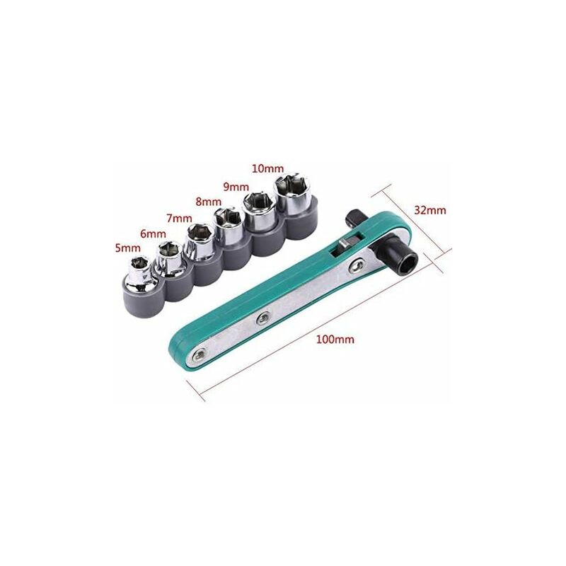 1/4" Ratcheting Angled Screwdriver Set With Right Angle Hexagon Screwdriver Bit And Sockets V1188-MS-227-1619