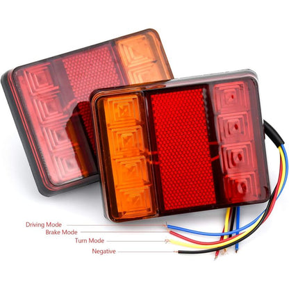 2 pcs 12V LED Tail Lights, Multifunctional Rear Lights For Tractor Truck Trailer V1188-MS-227-1620