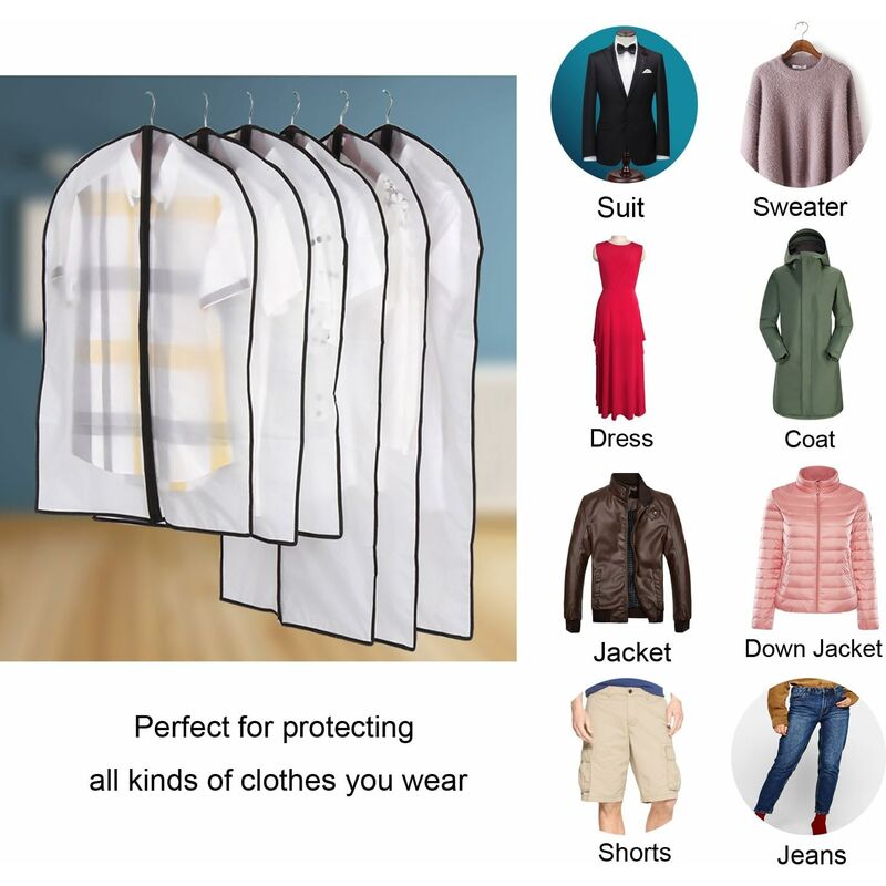 Garment Covers, Dustproof Waterproof Mite Moisture Proof, Semi Transparent Zip Protective Covers For Shirt V1188-MS-227-1625