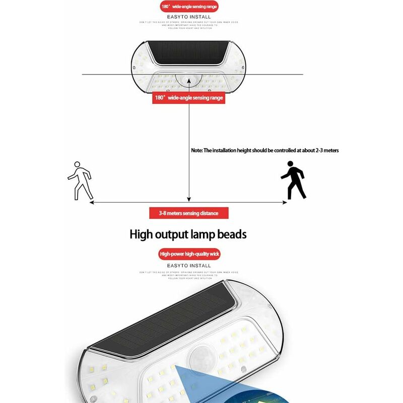 Solar Light Outdoor 40 LED Motion Sensor Waterproof Wireless Solar Security Lights For Outdoor Garage Yard V1188-MS-227-1629