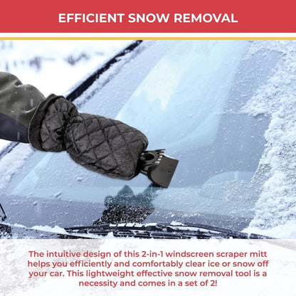 2 Pack Car Ice Scraper - Car Windshield Scraper Window Glove, Snow Scrapers With Waterproof Lining, Removes V1188-MS-227-1633