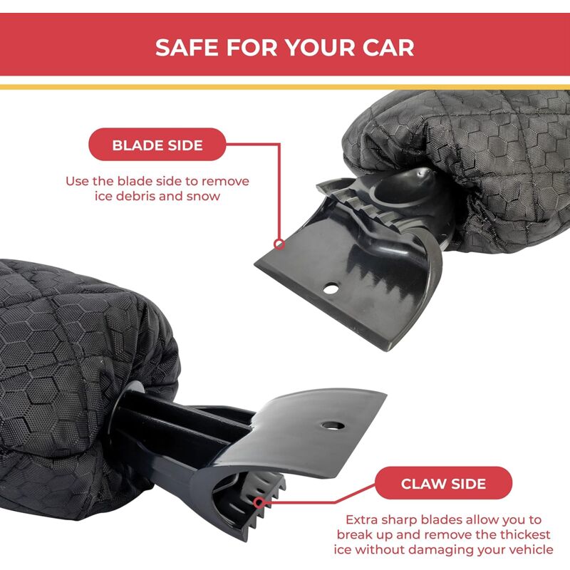 2 Pack Car Ice Scraper - Car Windshield Scraper Window Glove, Snow Scrapers With Waterproof Lining, Removes V1188-MS-227-1633