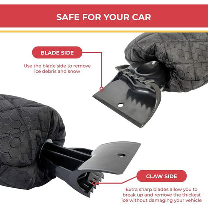2 Pack Car Ice Scraper - Car Windshield Scraper Window Glove, Snow Scrapers With Waterproof Lining, Removes V1188-MS-227-1633