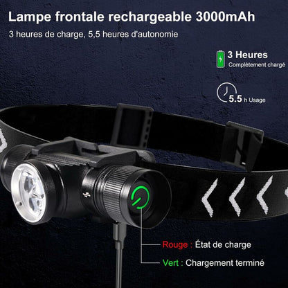 H330 Headlamp, 1500 Lumens Rechargeable LED Headlamp, Ip66 Waterproof Head Torch, 5 Lighting Modes For V1188-MS-227-1634