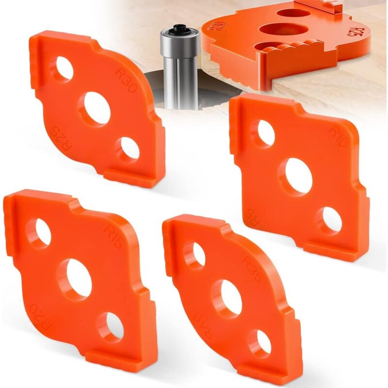 4 pcs Alloy Radius ROuter Jig, R5 - R40 Woodworking ROuter Jig On Table, Corner Radius ROuting Accessories For V1188-MS-227-1635