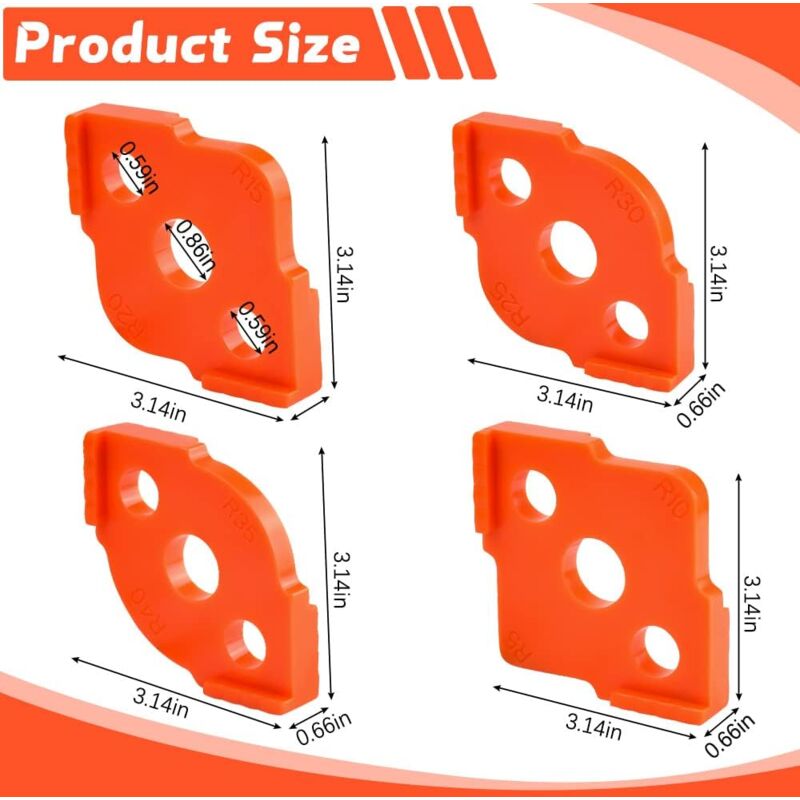 4 pcs Alloy Radius ROuter Jig, R5 - R40 Woodworking ROuter Jig On Table, Corner Radius ROuting Accessories For V1188-MS-227-1635