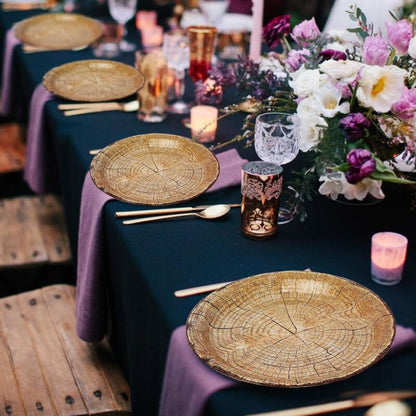 50 Pack 9" Rustic Wood Grain Paper Plates Disposable (Wood Grain 02) V1188-MS-227-1636