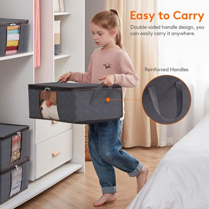 3 Pack 35L Clothes Storage Bag, Foldable Underbed Storage Box, Quilt Storage Cover Closet Organizer, Clear V1188-MS-227-1639