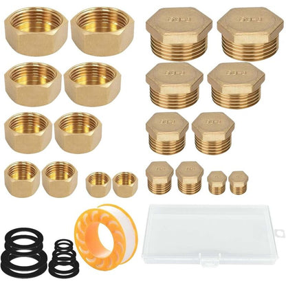20 pcs Brass Threaded Caps With Threads, 05/10 08/13 15/21 20/27 12/17Male Water Inlet Plug Tap V1188-MS-227-1642
