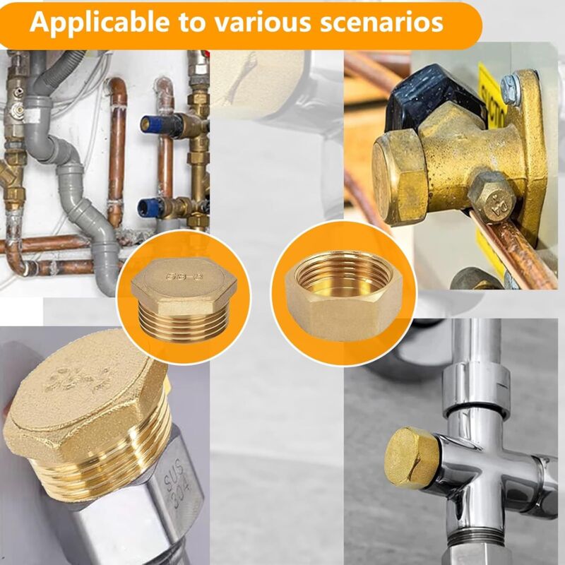 20 pcs Brass Threaded Caps With Threads, 05/10 08/13 15/21 20/27 12/17Male Water Inlet Plug Tap V1188-MS-227-1642