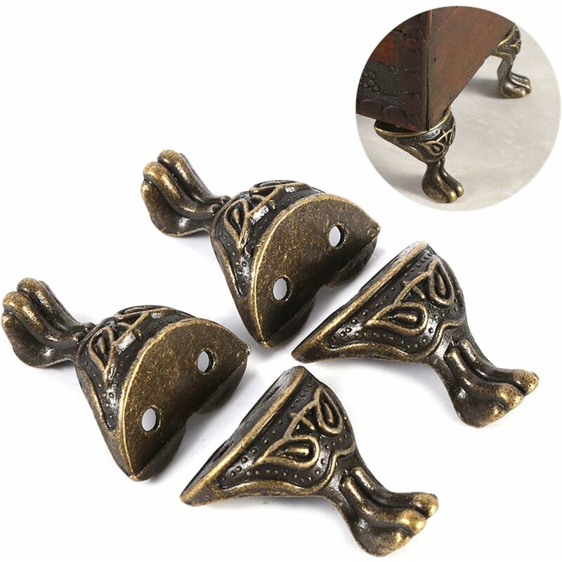 4 pcs Antique Brass Jewelry Box Wooden Case Decorative Feet Legs Chest Corner Protector V1188-MS-227-1643