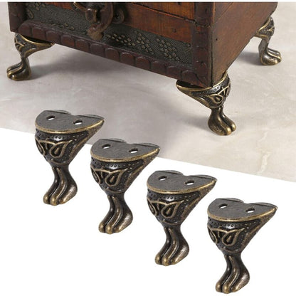 4 pcs Antique Brass Jewelry Box Wooden Case Decorative Feet Legs Chest Corner Protector V1188-MS-227-1643