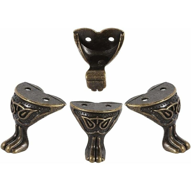 4 pcs Antique Brass Jewelry Box Wooden Case Decorative Feet Legs Chest Corner Protector V1188-MS-227-1643