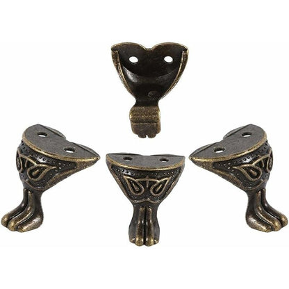 4 pcs Antique Brass Jewelry Box Wooden Case Decorative Feet Legs Chest Corner Protector V1188-MS-227-1643