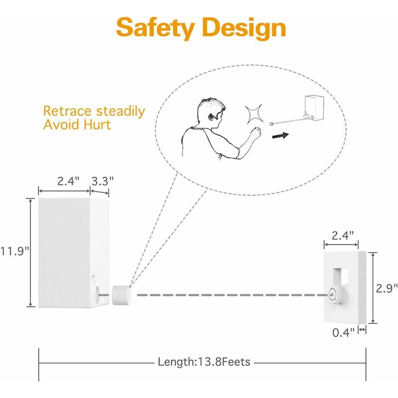 Retractable Clothes Drying Rack Indoor Outdoor Wall Mounted Clothes Dryer Retractable Hanger Lock To Prevent V1188-MS-227-1645