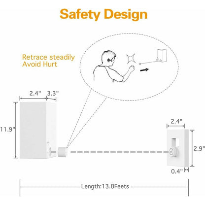 Retractable Clothes Drying Rack Indoor Outdoor Wall Mounted Clothes Dryer Retractable Hanger Lock To Prevent V1188-MS-227-1645
