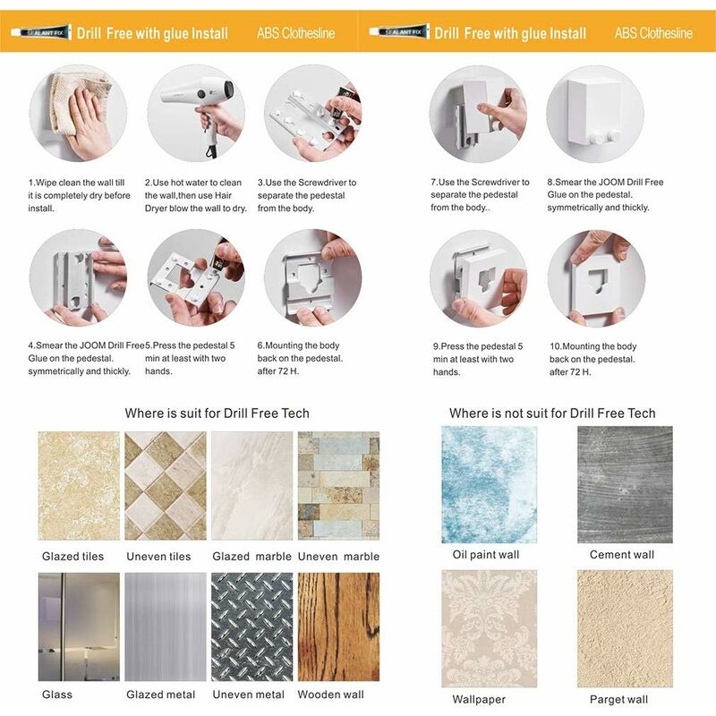 Retractable Clothes Drying Rack Indoor Outdoor Wall Mounted Clothes Dryer Retractable Hanger Lock To Prevent V1188-MS-227-1645