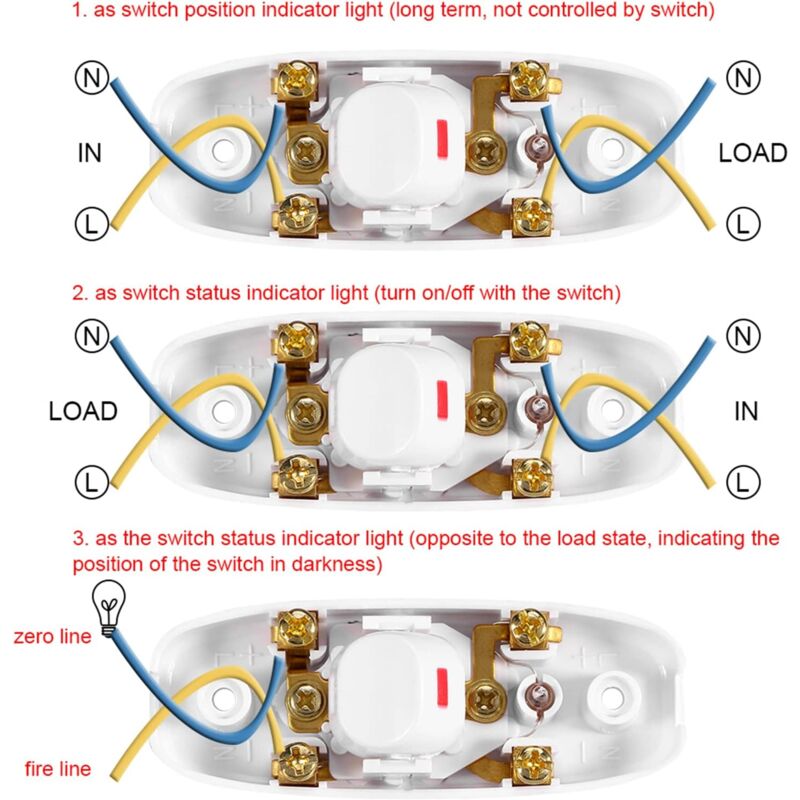 5 pcs Ac 250V 10A Compact Plastic On/Off ROcker Switch LED ROcker Switch Inline Cord Light Lamp Switch V1188-MS-227-1648