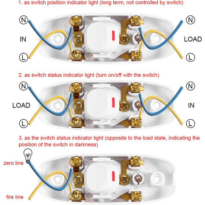 5 pcs Ac 250V 10A Compact Plastic On/Off ROcker Switch LED ROcker Switch Inline Cord Light Lamp Switch V1188-MS-227-1648